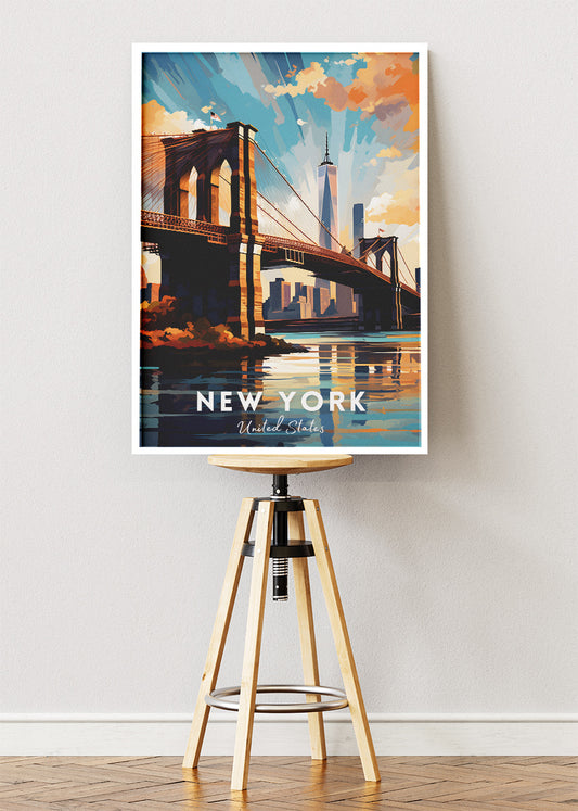 New York Brooklyn Bridge Poster & Canvas Print – Skyline Cityscape Wall Art