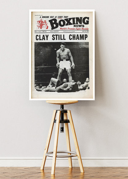 Muhammad Ali “Clay Still Champ” Vintage Boxing Poster & Canvas Art Print – Historic Fight Wall Art