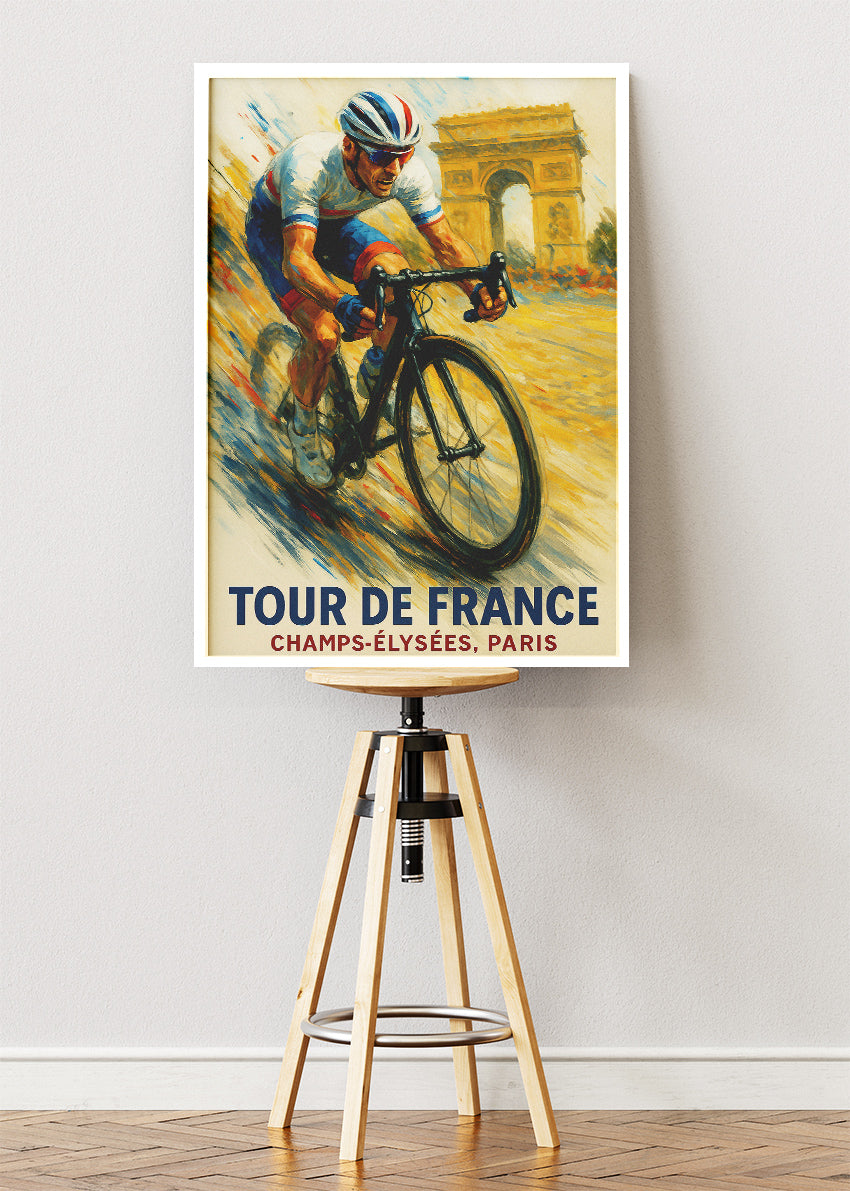 Tour de France Cycling Art Print & Canvas – Champs-Élysées Paris Vintage Wall Art
