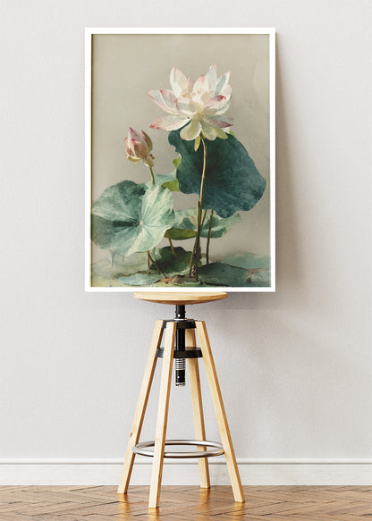 Elegant Lotus Flower Botanical Canvas & Poster Print – AI PRINT LAB