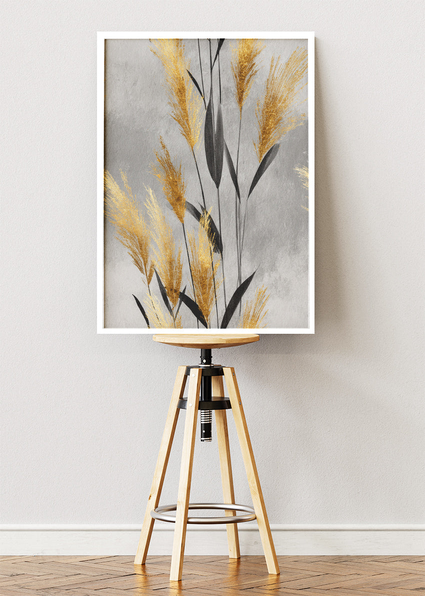 Modern Gold Botanical Grass Canvas & Poster Print – AI PRINT LAB