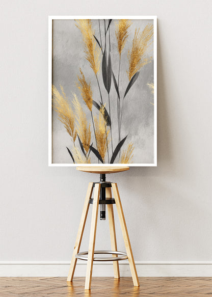 Modern Gold Botanical Grass Canvas & Poster Print – AI PRINT LAB