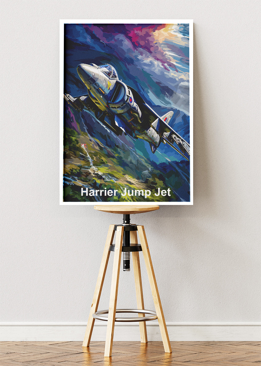 Harrier Jump Jet Poster & Canvas Print – Vibrant Aviation Wall Art
