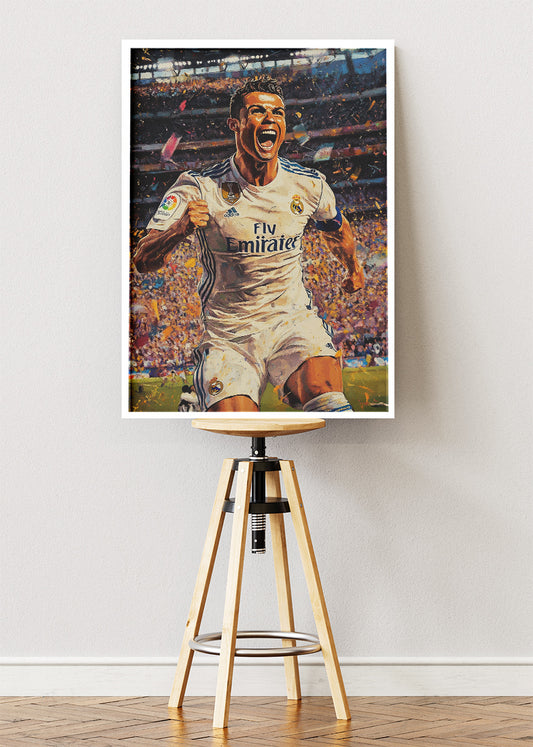 Cristiano Ronaldo Real Madrid Celebration Wall Art | Iconic Football Poster & Canvas