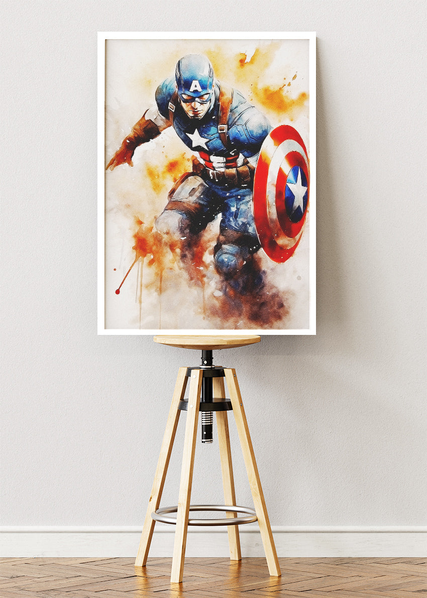 Shield Guardian Watercolor Portrait Canvas & Poster Print – AI PRINT LAB