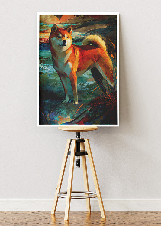 Shiba Inu Poster & Canvas Print – Abstract Scenic Dog Art