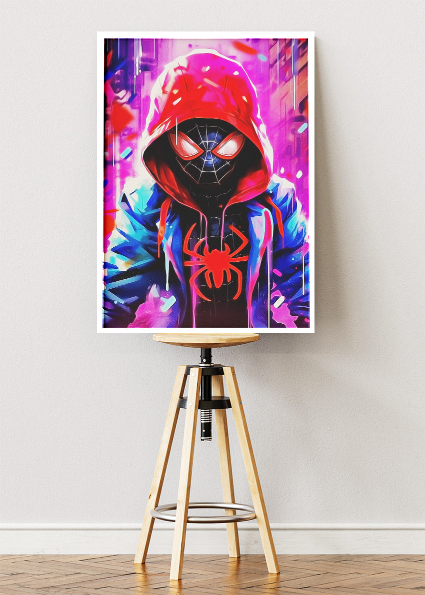 Neon Spider Hero Portrait Canvas & Poster Print – AI PRINT LAB
