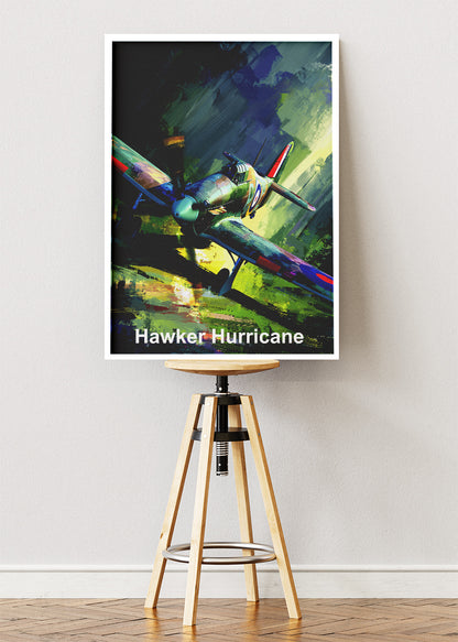 Hawker Hurricane Poster & Canvas Print – WWII Aircraft Illustration Wall Art