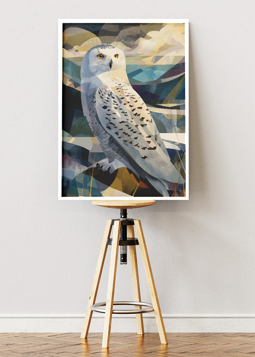 Snowy Owl Poster & Canvas Print – Geometric Wildlife Art