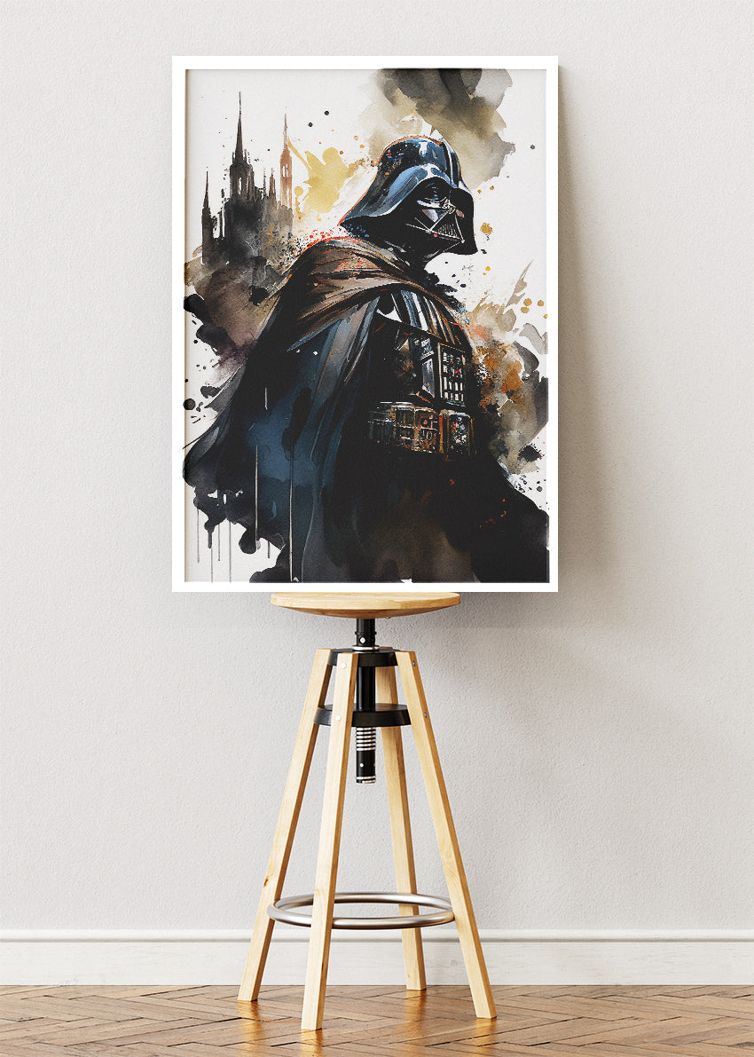 Dark Galactic Commander Watercolor Portrait Canvas & Poster Print – AI PRINT LAB