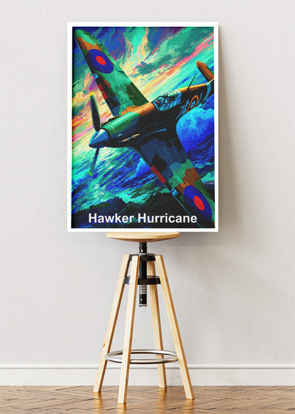 Hawker Hurricane Poster & Canvas Print – Vibrant WWII Aircraft Illustration Wall Art