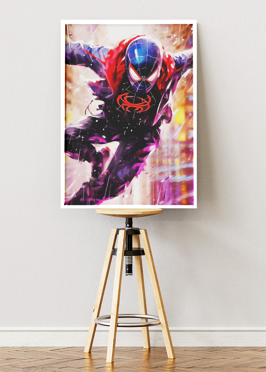 Neon Spider Warrior Action Portrait Canvas & Poster Print – AI PRINT LAB