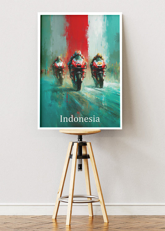 Indonesia Motorcycle Racing Formation Wall Art Poster & Canvas