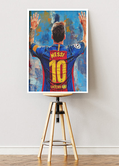 Lionel Messi Barcelona Back View Wall Art | Iconic Football Legend Poster & Canvas