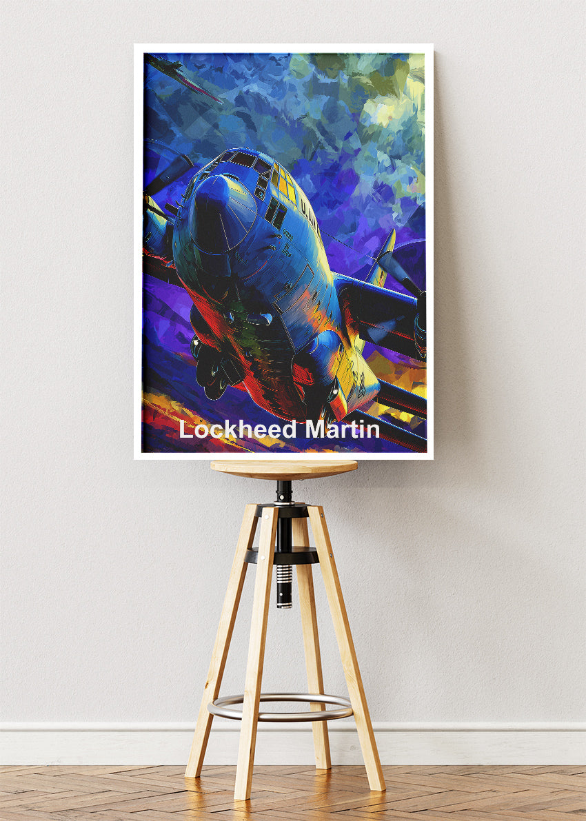 Lockheed Martin Aircraft Poster & Canvas Print – Vibrant Military Plane Illustration Wall Art