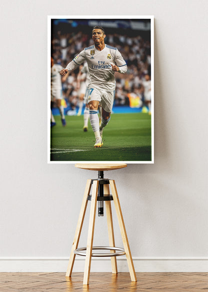 Cristiano Ronaldo Real Madrid Match Action Wall Art | Iconic Football Poster & Canvas