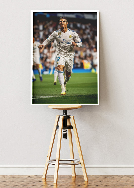 Cristiano Ronaldo Real Madrid Match Action Wall Art | Iconic Football Poster & Canvas