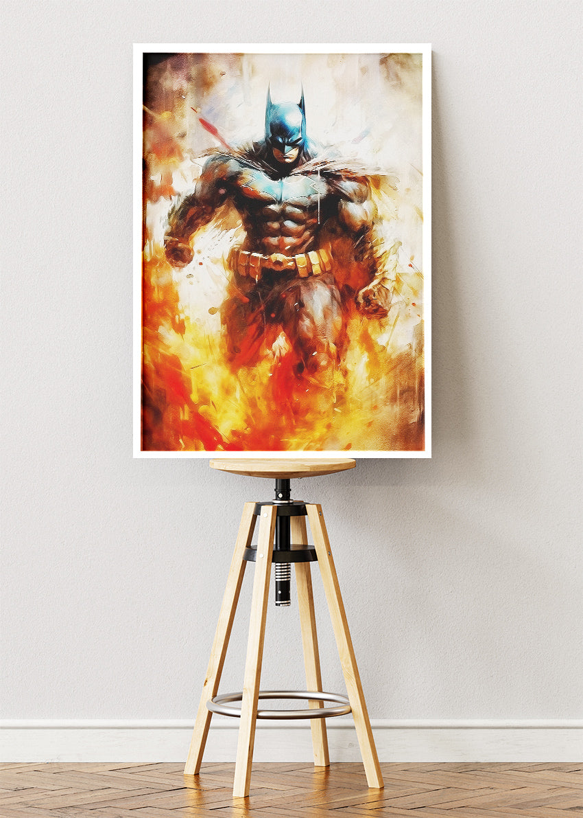 Dark Knight Inferno Portrait Canvas & Poster Print – AI PRINT LAB