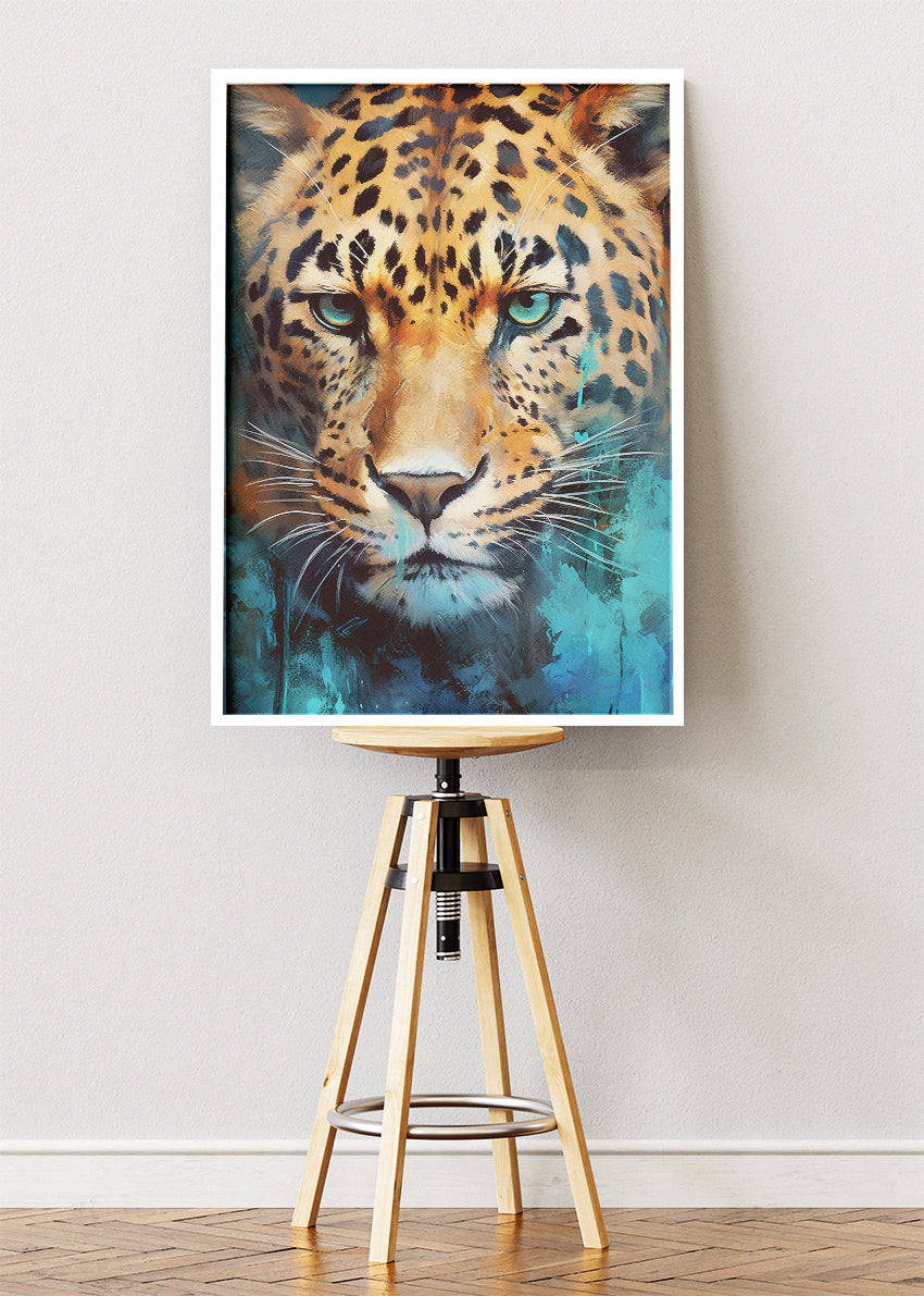 Leopard Face Poster & Canvas Print – Vibrant Wildlife Art