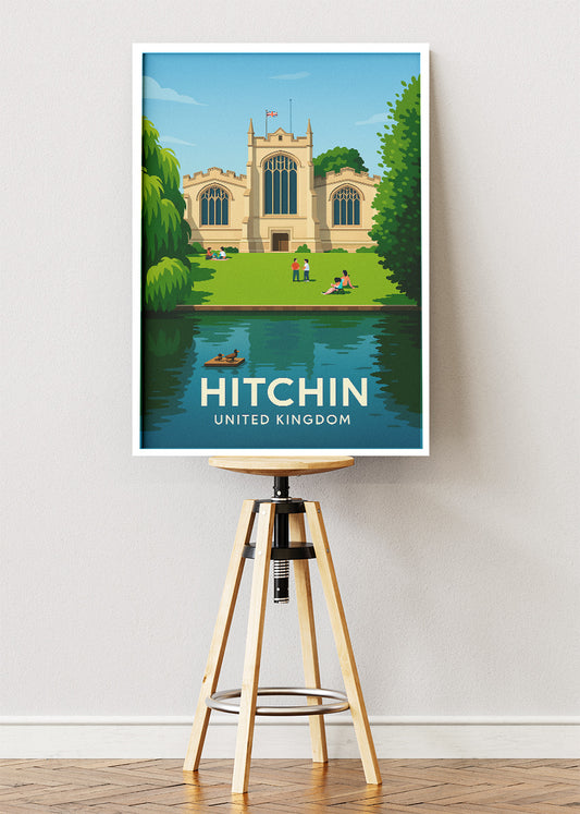 Hitchin United Kingdom Poster & Canvas Print – Illustrated St Mary’s Church Art