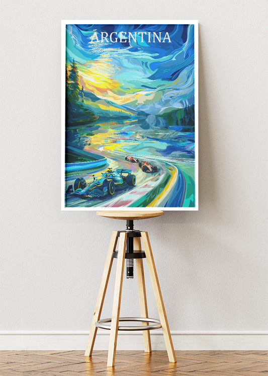 Argentina Formula Racing Abstract Poster & Canvas Print | Artistic Motorsport Wall Art