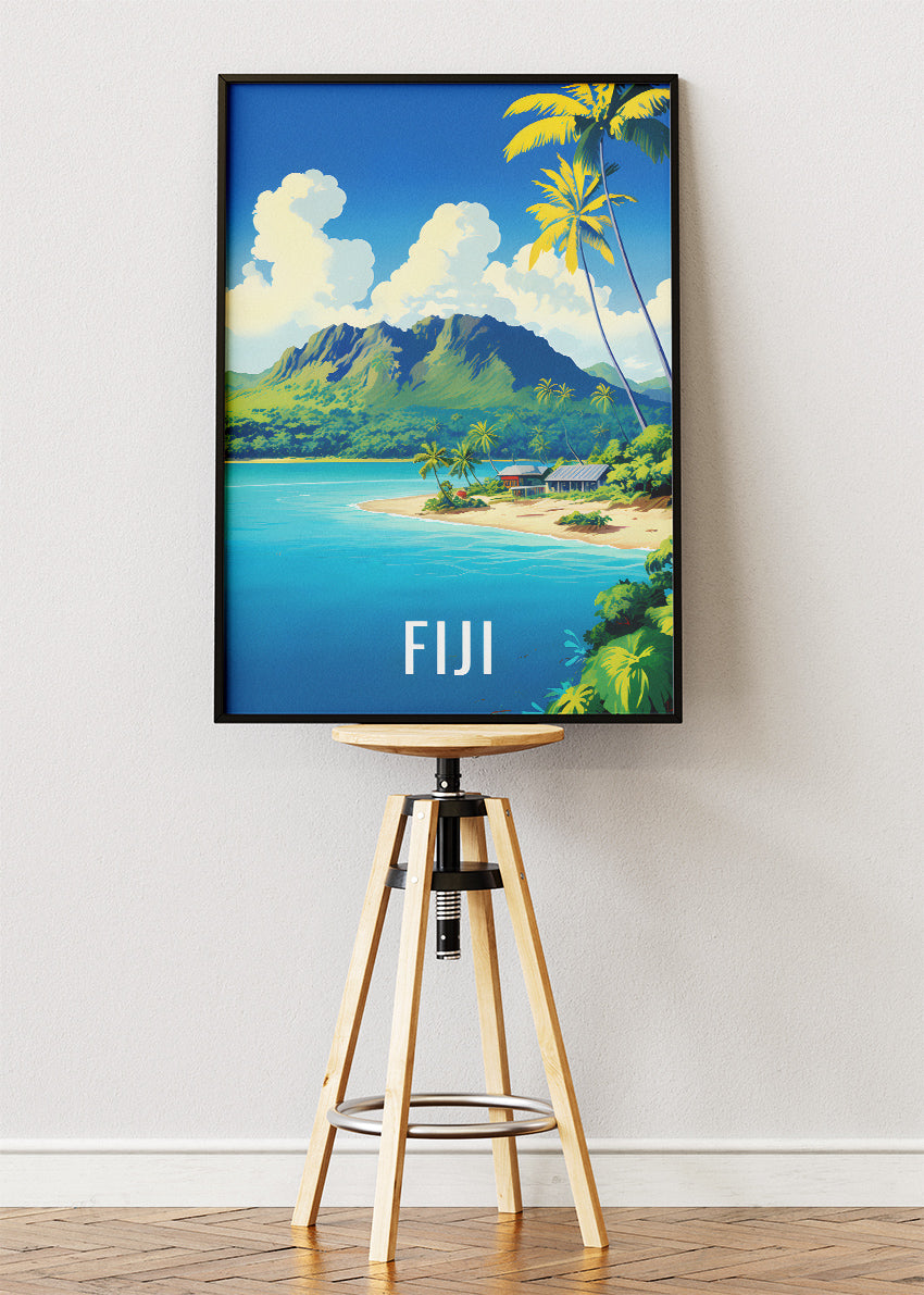 Fiji Tropical Paradise Poster & Canvas Print – Vintage Island Landscape Art