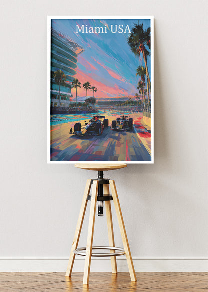 Miami USA Formula 1 Sunset Racing Canvas Print & Poster – AI PRINT LAB