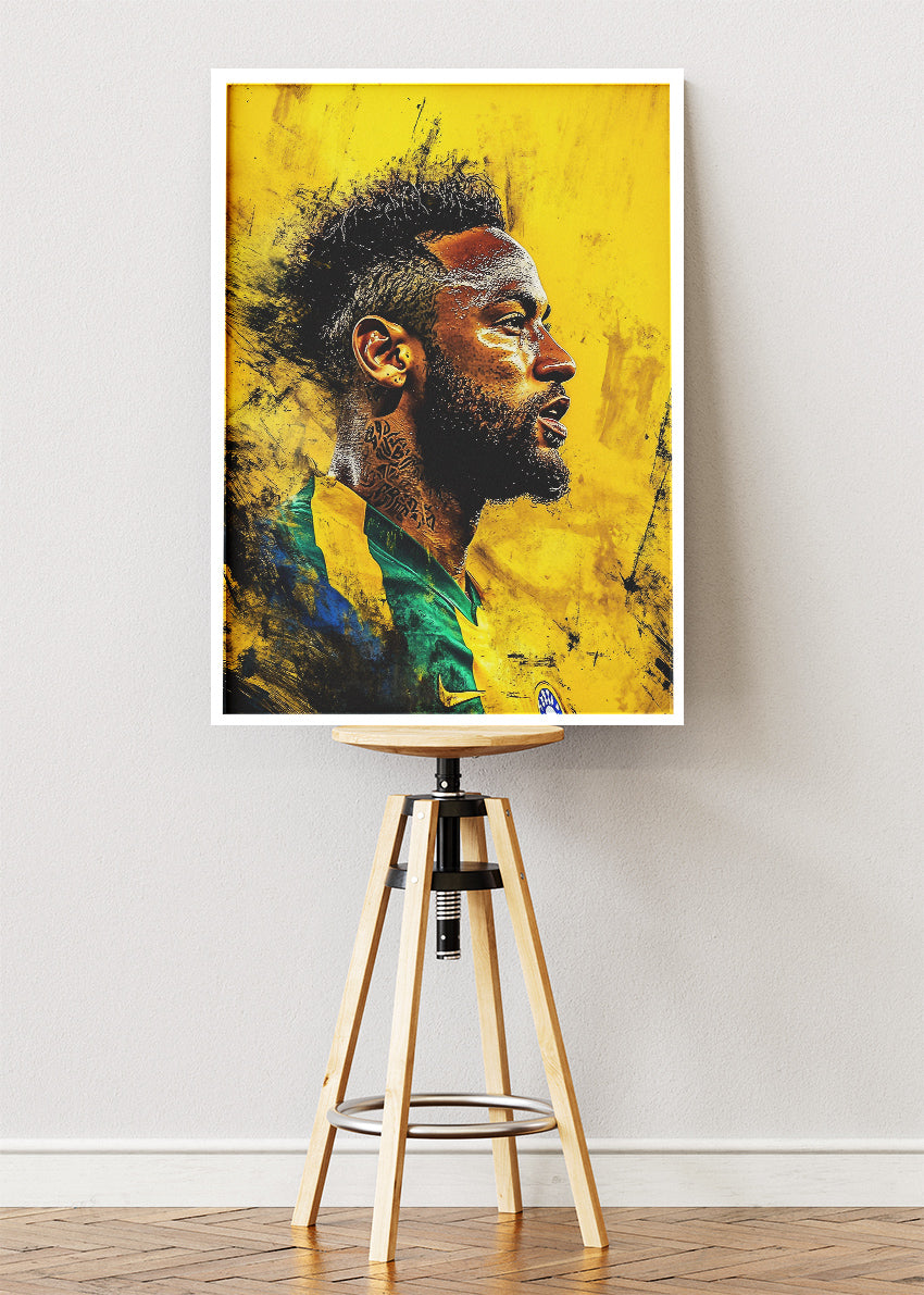 Neymar Brazil Expressive Portrait Wall Art | Iconic Football Legend Poster & Canvas