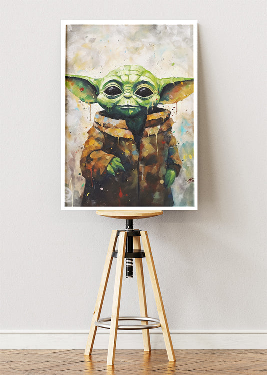 Grogu (Baby Yoda) Watercolor Portrait Canvas & Poster Print – AI PRINT LAB