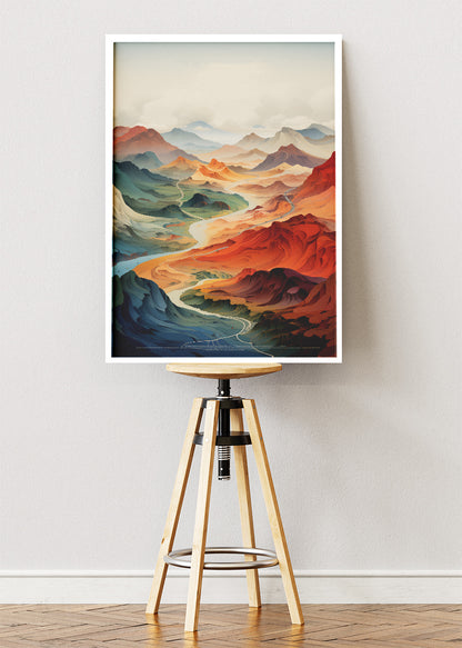 Majestic Canyon Valley – Modern Scenic Mountain Landscape Canvas & Poster Print – AI PRINT LAB