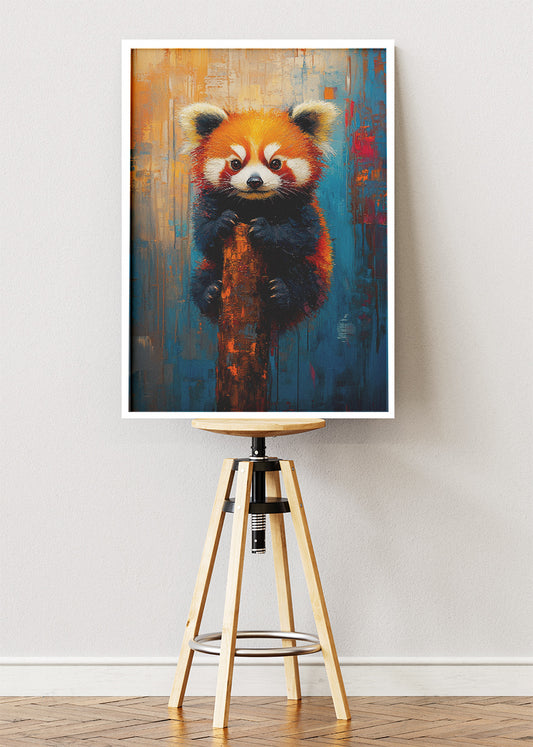 Red Panda Art Poster & Canvas Print – Colorful Impressionist Animal Painting