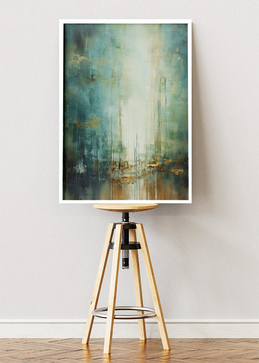 Ethereal Teal Reflection – Modern Abstract Vertical Canvas & Poster Print – AI PRINT LAB