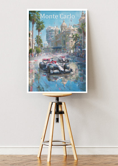 Monte Carlo Monaco Formula 1 Rain Street Canvas Print & Poster – AI PRINT LAB