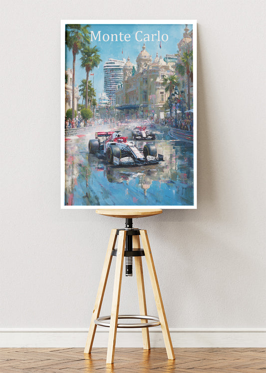 Monte Carlo Monaco Formula 1 Rain Street Canvas Print & Poster – AI PRINT LAB