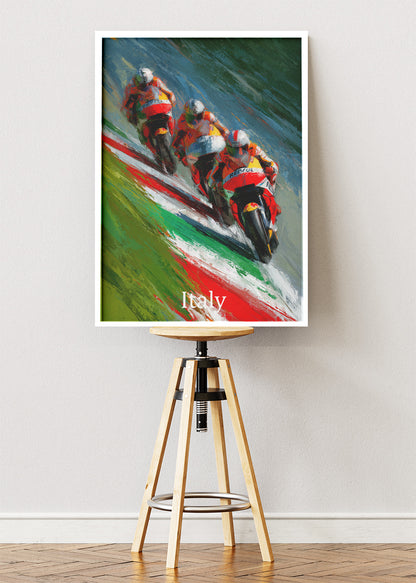 Italy Motorcycle Racing Team Motion Wall Art Poster & Canvas