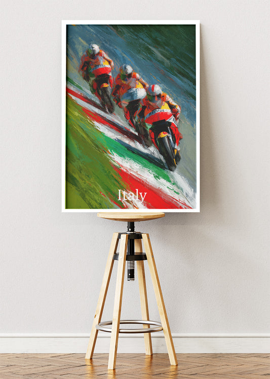 Italy Motorcycle Racing Team Motion Wall Art Poster & Canvas