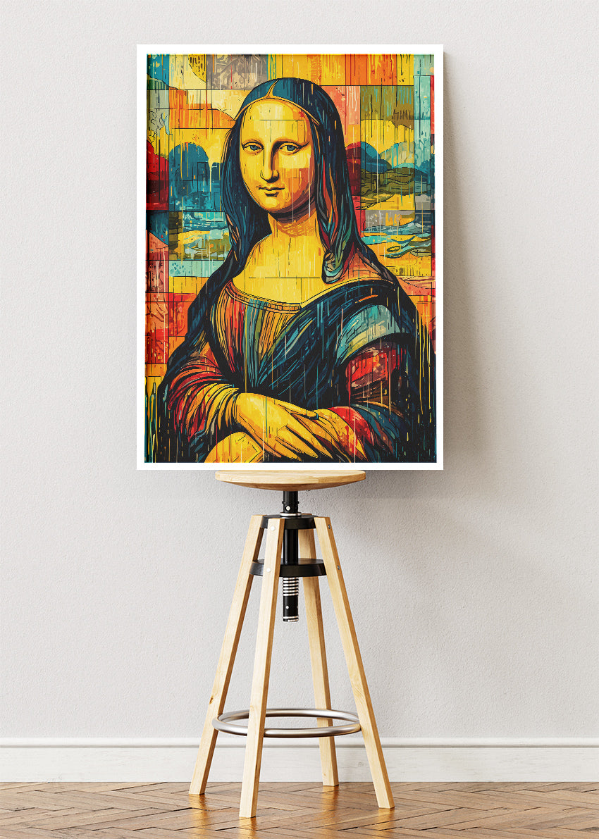 Modern Mona Lisa Wall Art – Colourful Abstract Renaissance Canvas Print & Contemporary Pop Art Poster for Living Room Decor UK