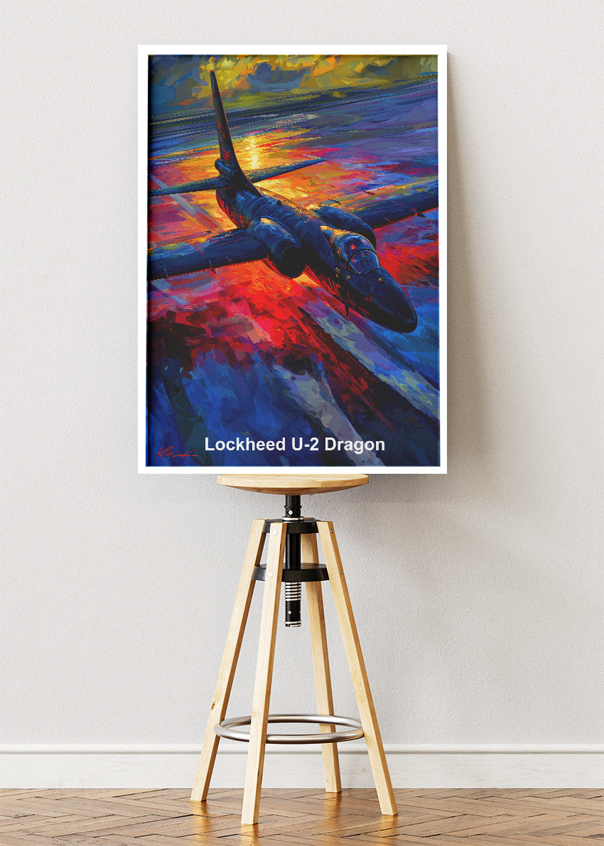 Lockheed U-2 Dragon Lady Poster & Canvas Print – Illustrated Military Aircraft Wall Art