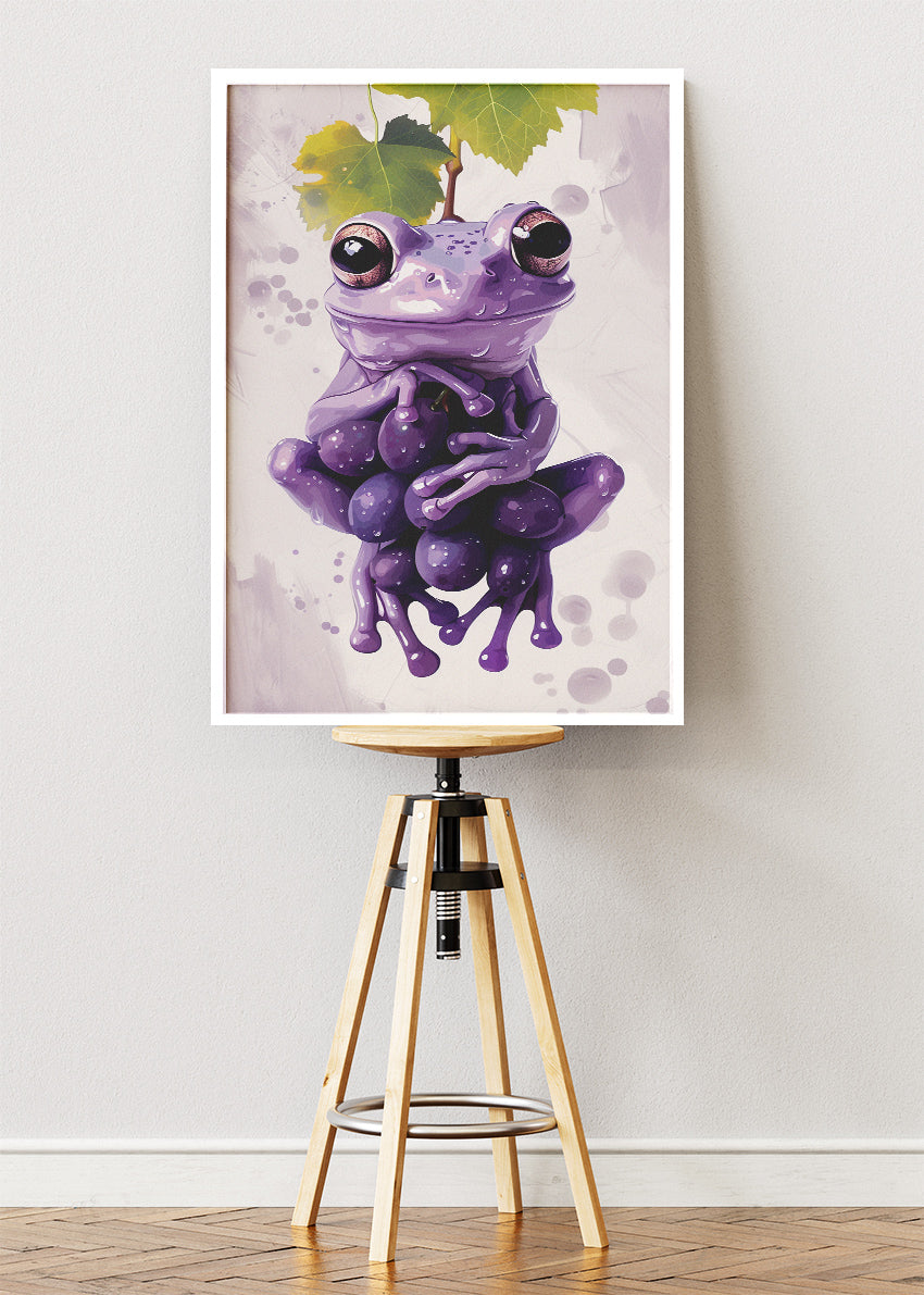 Purple Frog Poster & Canvas Print – Cute Whimsical Animal Wall Art