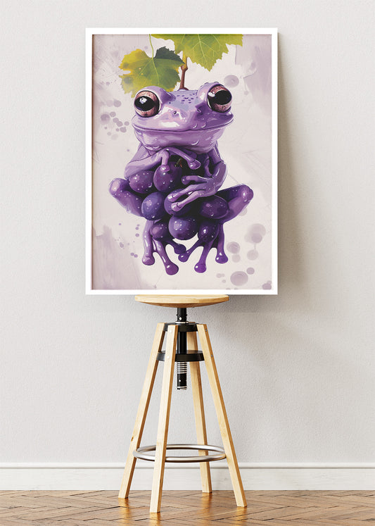 Purple Frog Poster & Canvas Print – Cute Whimsical Animal Wall Art