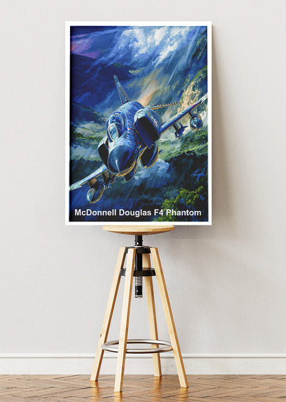McDonnell Douglas F-4 Phantom Poster & Canvas Print – Illustrated Military Jet Wall Art
