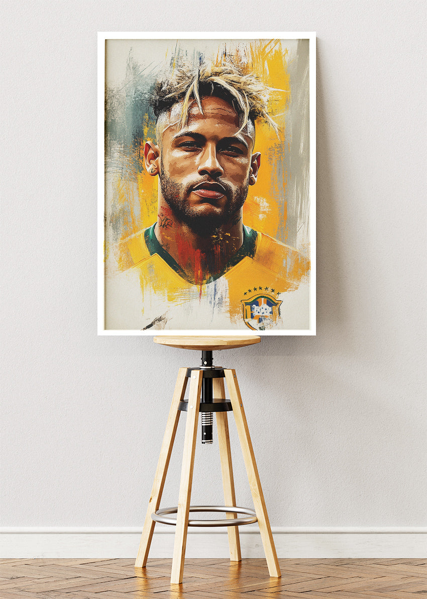 Neymar Brazil Expressive Portrait Wall Art | Iconic Football Poster & Canvas