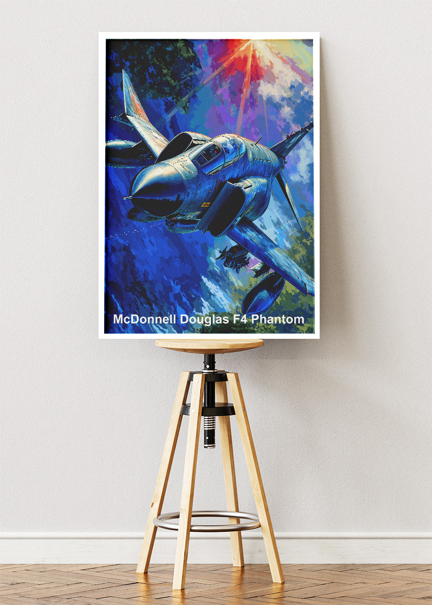 McDonnell Douglas F-4 Phantom Poster & Canvas Print – Illustrated Military Jet Wall Art