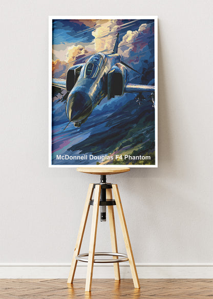 McDonnell Douglas F-4 Phantom Poster & Canvas Print – Illustrated Military Jet Wall Art