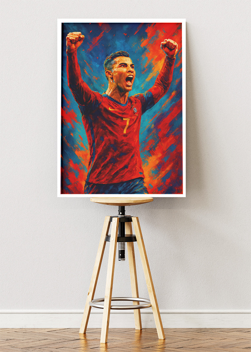 Cristiano Ronaldo Portugal Victory Celebration Wall Art | Iconic Football Poster & Canvas