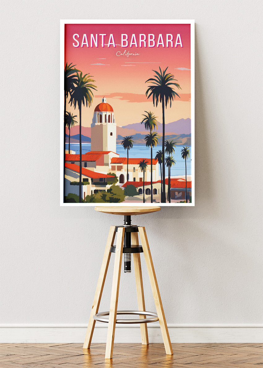 Santa Barbara California Poster & Canvas Print – Coastal Sunset Wall Art