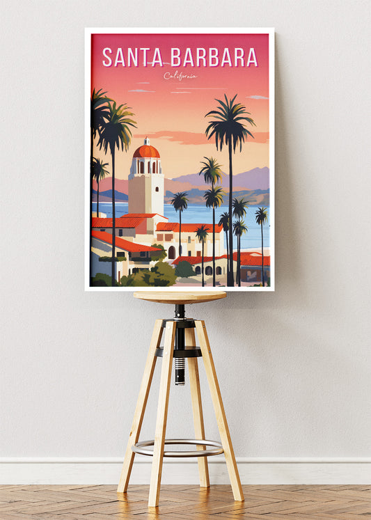 Santa Barbara California Poster & Canvas Print – Coastal Sunset Wall Art
