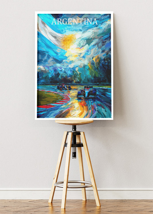 Argentina Formula Racing National Colors Poster & Canvas Print | Expressive Motorsport Wall Art