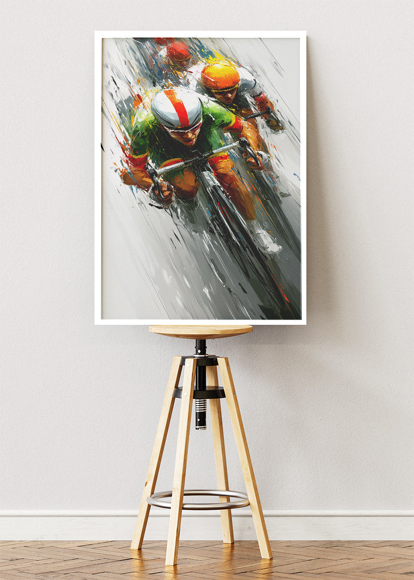 Racing Cyclists Art Print & Canvas – High-Speed Road Cycling Wall Art