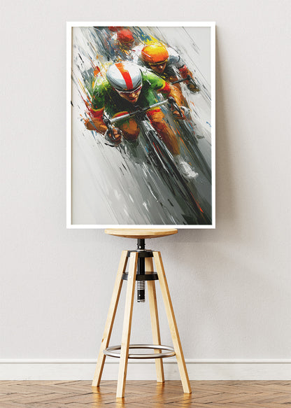 Racing Cyclists Art Print & Canvas – High-Speed Road Cycling Wall Art